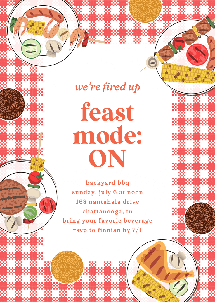 Picnic plates - bbq party invitation